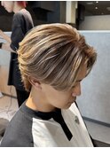 熊本メンズカラー ハイトーン ブリーチ バレイヤージュ ベージュ
