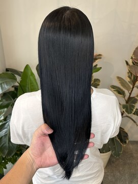 ピークスヘア(peaks hair) ブリーチなしネイビーブルー ブルーブラック 艶カラー 堀江