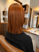 ミスアテナ 萩店(Miss Atena)&nbsp;【透明感オレンジブラウン】切りっぱなしボブ×艶カラー