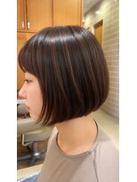 ユウヘアー 三軒茶屋店(U Hair)&nbsp;【白髪ぼかしハイライト】細めハイライトで自然な透明感ボブ