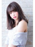 セミウェットウェーブ小顔オリーブカラーハイライトカラー