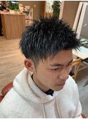 黒髪アップバング