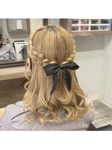 ヘアセット アリエス 新宿駅前店(aries) 編み込みハーフアップ