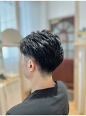 メンズツーブロック黒髪オールバック