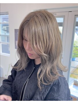 レポ(LEPO) 切りっぱなしセミディ～ミルクティーグレージュ