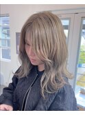 切りっぱなしセミディ~ミルクティーグレージュ