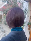 切りっぱなしショート×ラベンダーカラー