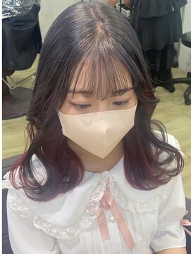 ロア 福岡天神本店(LORE) ダブルカラーミルクティーピンクベージュカラーハイトーンカラー