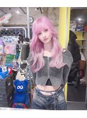 ピンクカラー/レイヤーカット/韓国/外国人風/