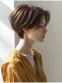 ☆ダークパープルナチュラルショートミルクブラウン髪質改善ボブ