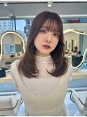 レイヤーカット/韓国ヘア/ハッシュカット/ブラウンカラー/