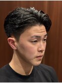 メンズニュアンスパーマ　七三分けオールバック