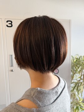 アウラヘアーサロン(aura hair salon) オレンジベージュ×丸みショート