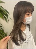 大人かわいい/レイヤーロング/グレーベージュ/前髪パーマ/我孫子