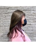 インナーカラー/イヤリングカラー/ケアブリーチ/ピンク/モテ髪