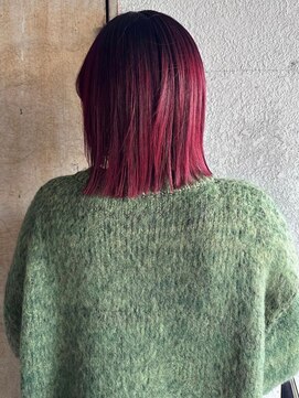 ガーデンヨコハマ(GARDEN YOKOHAMA) ストレートボブ チェリーレッド ルーツカラー 暖色