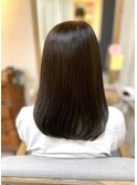 艶髪ストレート/髪質改善/ミディアム/ナチュラルブラウン