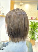 【オリーブベージュ】【ボブ】【外はね】やんわりレイヤーボブ