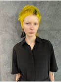 ベリーショート　デザインカラー　イエロー　ブラック