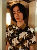 メンズボブウルフメンズミディアムレイヤーカットメンズウルフ