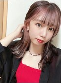 前髪インナーカラーピンク！！