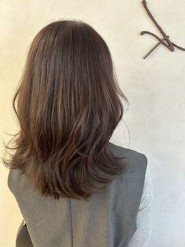 マロンベージュ/ロング/顔周りレイヤー/髪質改善/顔まわり