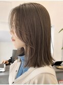 原宿ブリーチなしカラーオリーブベージュ透明感カラーグレージュ