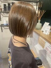 アミィヘアー(Ami Hair) 丸みボブ×柔らかベージュカラー【縮毛矯正/髪質改善/ボブ】