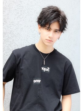 ネイビー(NAVY) ソフトツーブロック ラフセンターパートショート