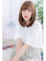 ミック 日暮里店(miq)&nbsp;フェザーバング×艶カラー☆甘め透け感ナチュラルミディb