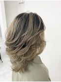 前髪パーマ 年代不問！ゴールドベージュ×バレイヤージュ 小岩