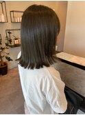 透け感カラー暗髪カラー切りっぱなしボブミディアム20代30代40代