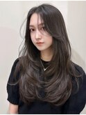 韓国風/レイヤー/小顔/前髪カット/髪質改善/グレージュ/透明感