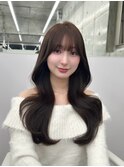 ぱっつん前髪×韓国風くびれレイヤーカット♪ 透明感カラー