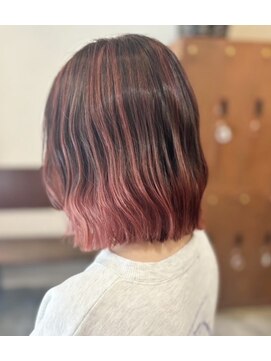 ベルヘアー 長居店(Belle hair) ピンク系のデザインカラー