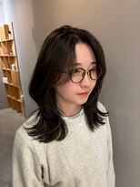 サンプラス(san+) 【マユコ】小顔外ハネくびれミディアムボブレイヤーカット