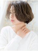 センターパートラベンダーベージュひし形ボブa小山20代30代40代