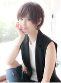 大人かわいい 小顔 グレージュショート モーヴカラー