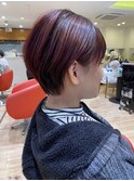 イメチェン愛され艶髪ショートボブチェリーレッド