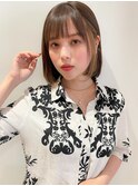 前髪ワンカールくびレイヤーミニボブインナー美髪ピンクブラウン