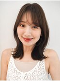 小顔効果絶大なくびれカールセミディレイヤーカットシアーカラー