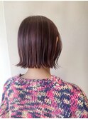 小顔外ハネミニボブピンク20代30代40代ルーツカラーアンブレラ
