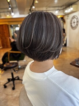 ロストシティ 横浜(LOST CITY) 【Lostcity横浜】筋感ハイライトー_アッシュグレー_白髪ぼかし