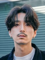 原宿フェザーパーマセンターパートニュアンスパーマメンズカット