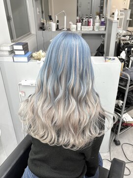 シェイロ(Cielro) 水色アンブレラカラー×インナーホワイトシルバー