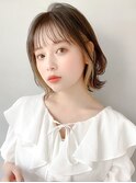 くびれヘアアプリコットオレンジ夏ヘアハイライトカラー