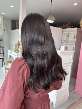 ブリーチなしの透明感カラー