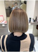 ボブ、ハイライト、ミルクティー