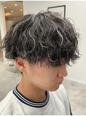 波巻きパーマツイストスパイラルパーマメンズハイライト