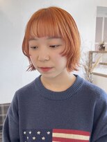 ヘアー ミュゼ 大西店(HAIR Musee) ステップカットボブ/オレンジカラー/ブリーチカラー